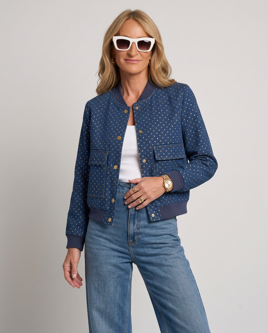 Chaqueta bomber vaquera de lunares