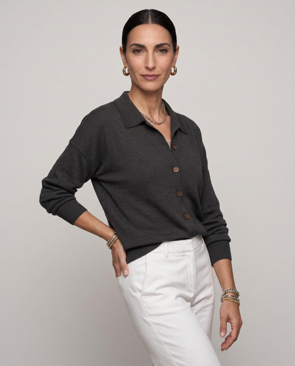 Cárdigan de punto con cuello de camisa