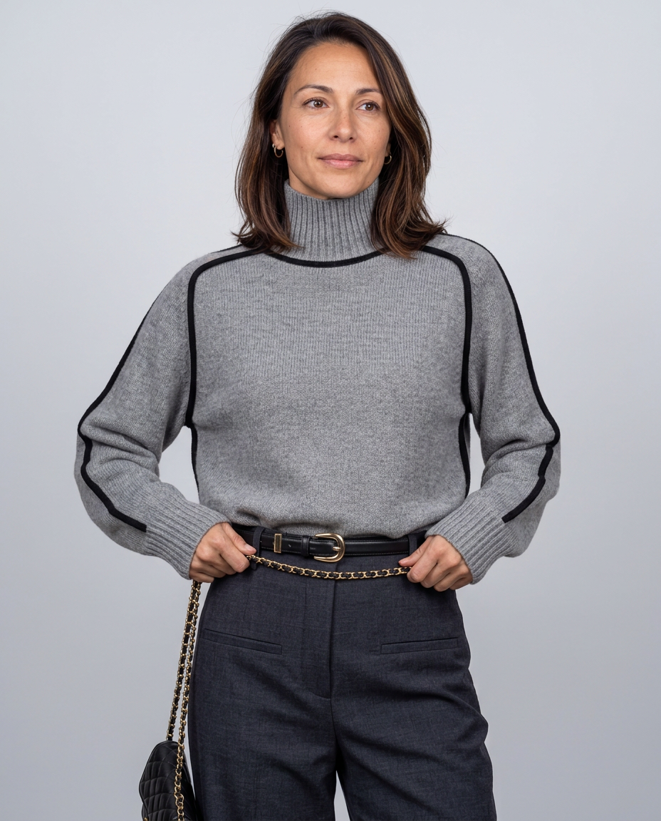Jersey de cuello alto con ribetes en contraste