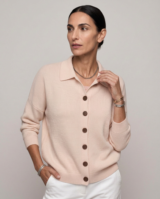 Cárdigan de punto con cuello de camisa