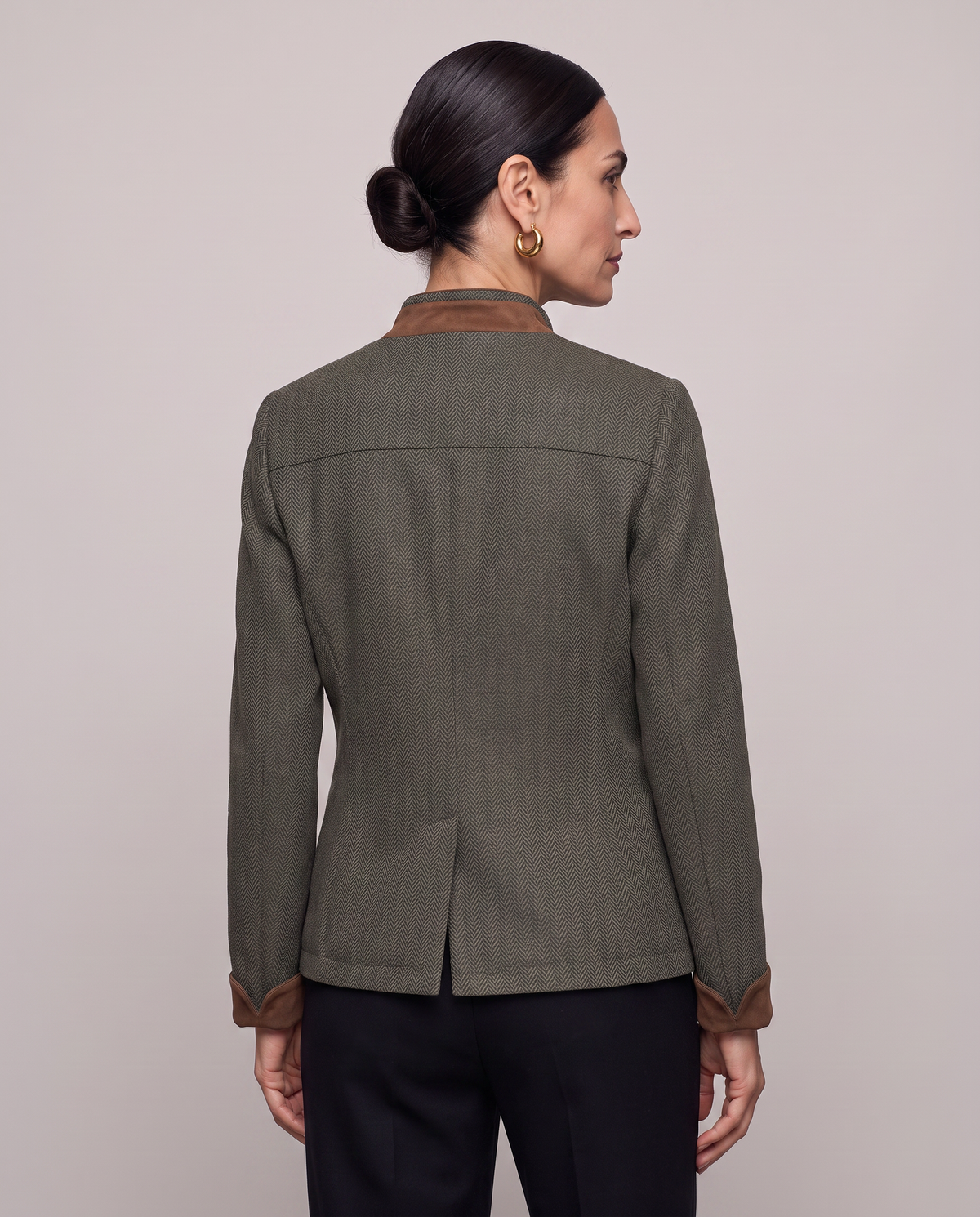 Chaqueta corta espigada estilo militar - Verde militar