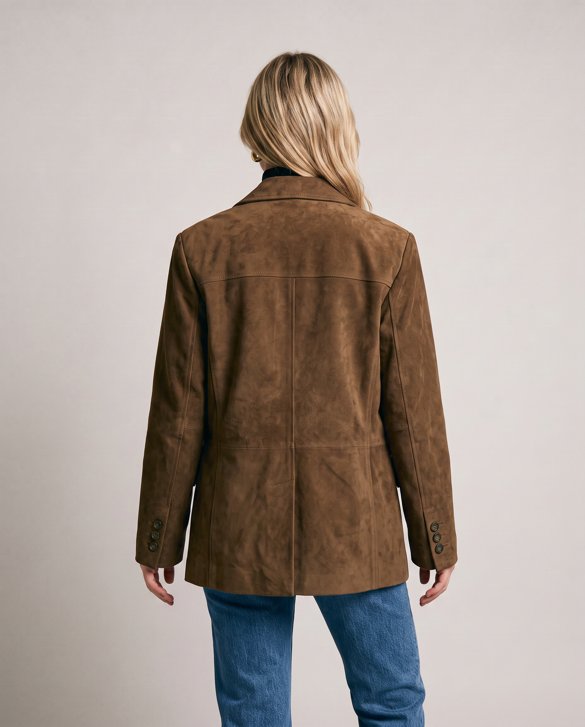 Blazer Efecto Ante con Hombro Caído