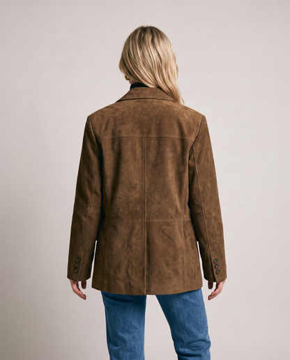 Blazer Efecto Ante con Hombro Caído