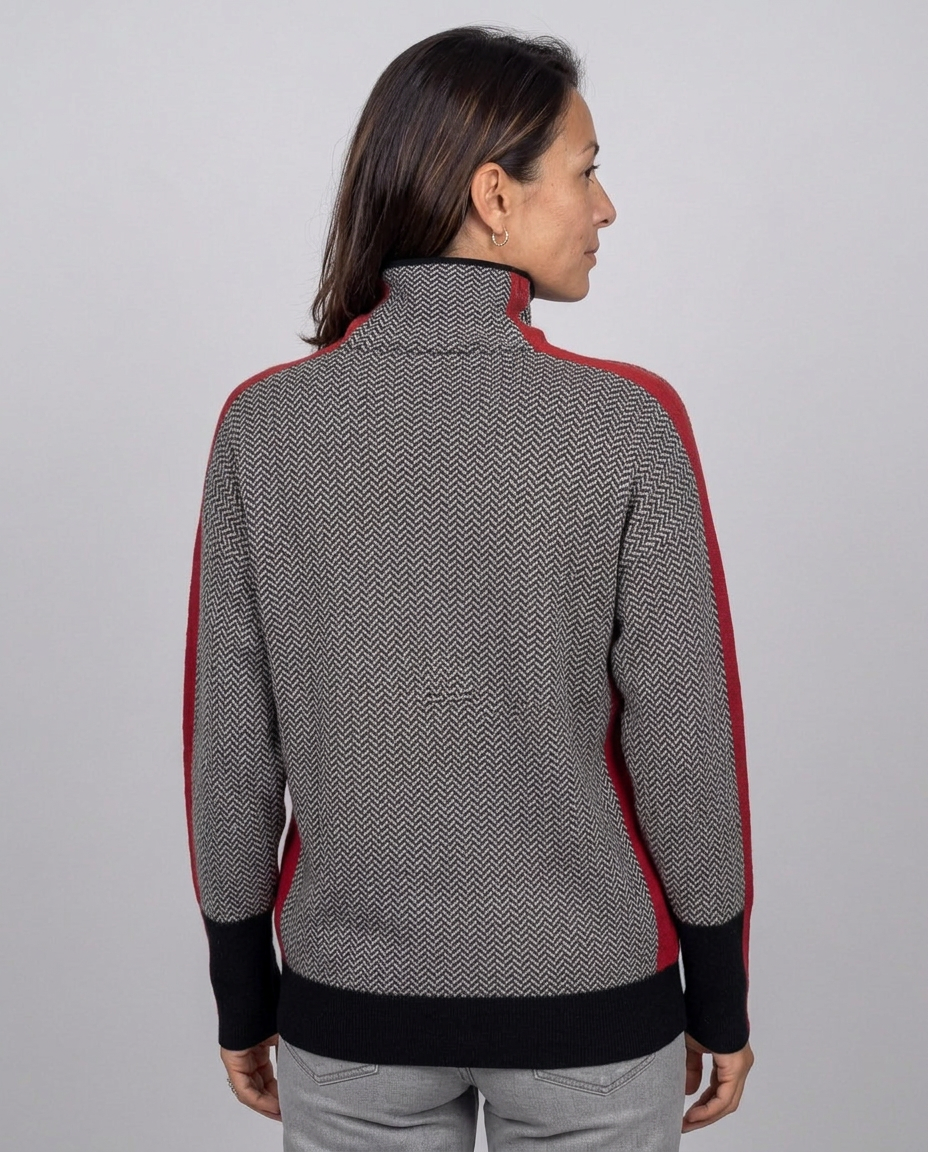 Jersey de Cuello Cisne Espiga con Raya a Contraste