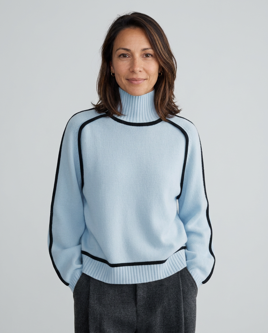 Jersey de cuello alto con ribetes en contraste