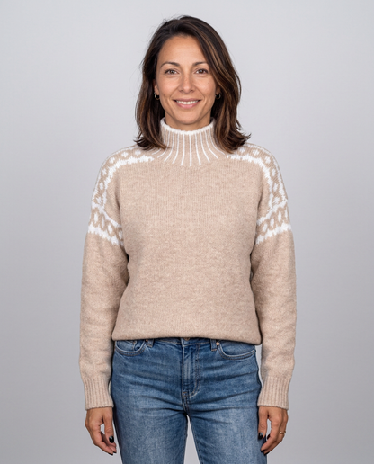 Jersey de cuello alto con motivo jacquard en los hombros