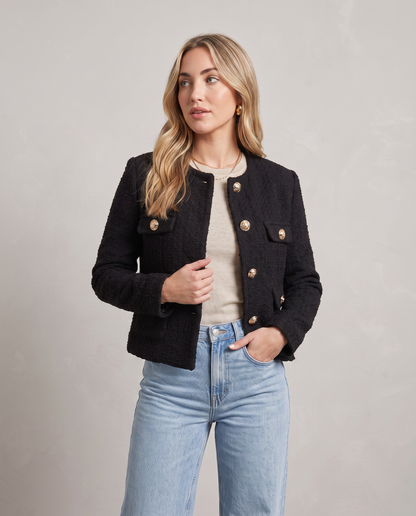 Chaqueta Corta de Bouclé con Botones Joya