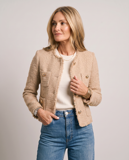 Chaqueta Corta de Bouclé con Botones Joya