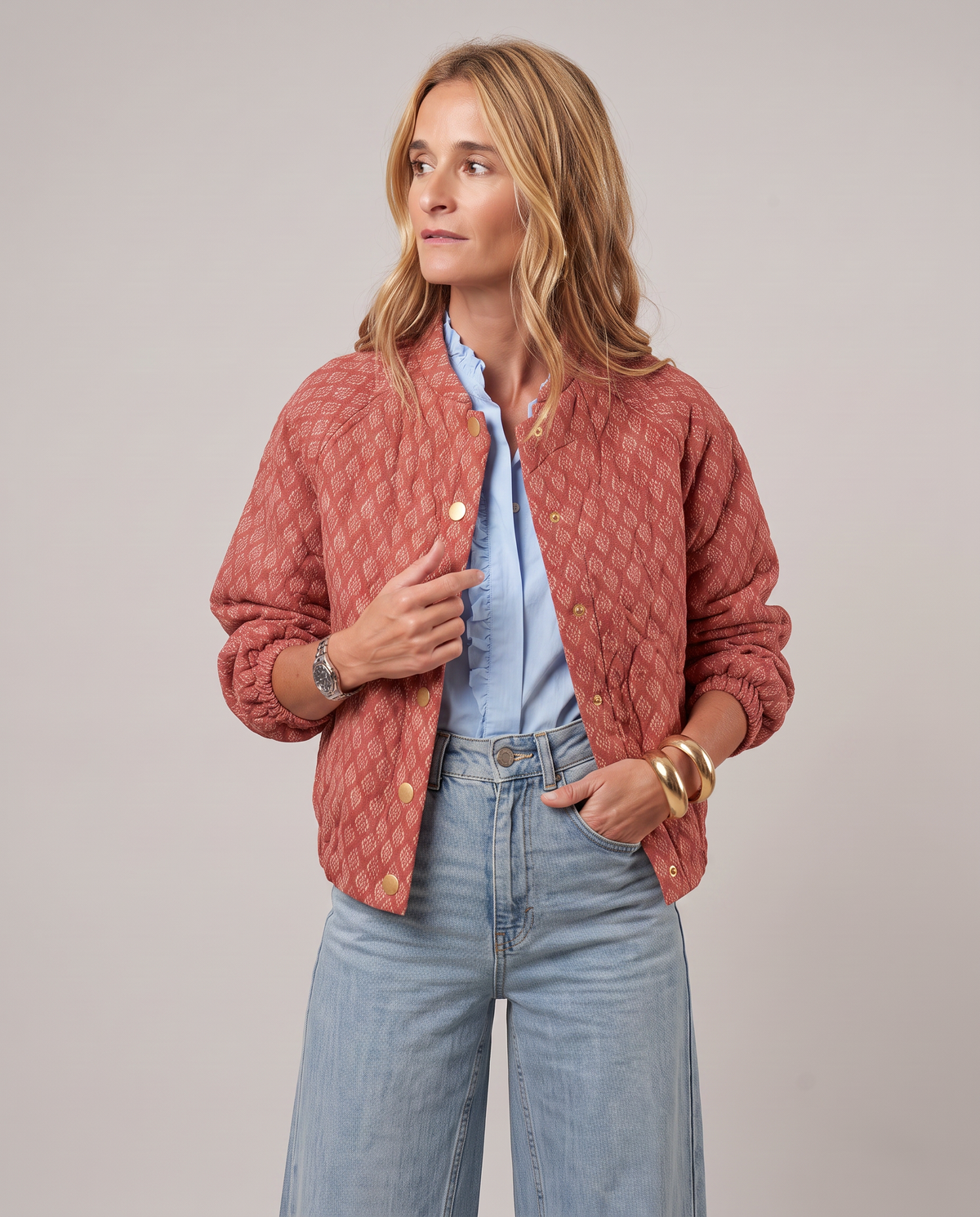 Chaqueta Corta de Rombos con Manga Farol