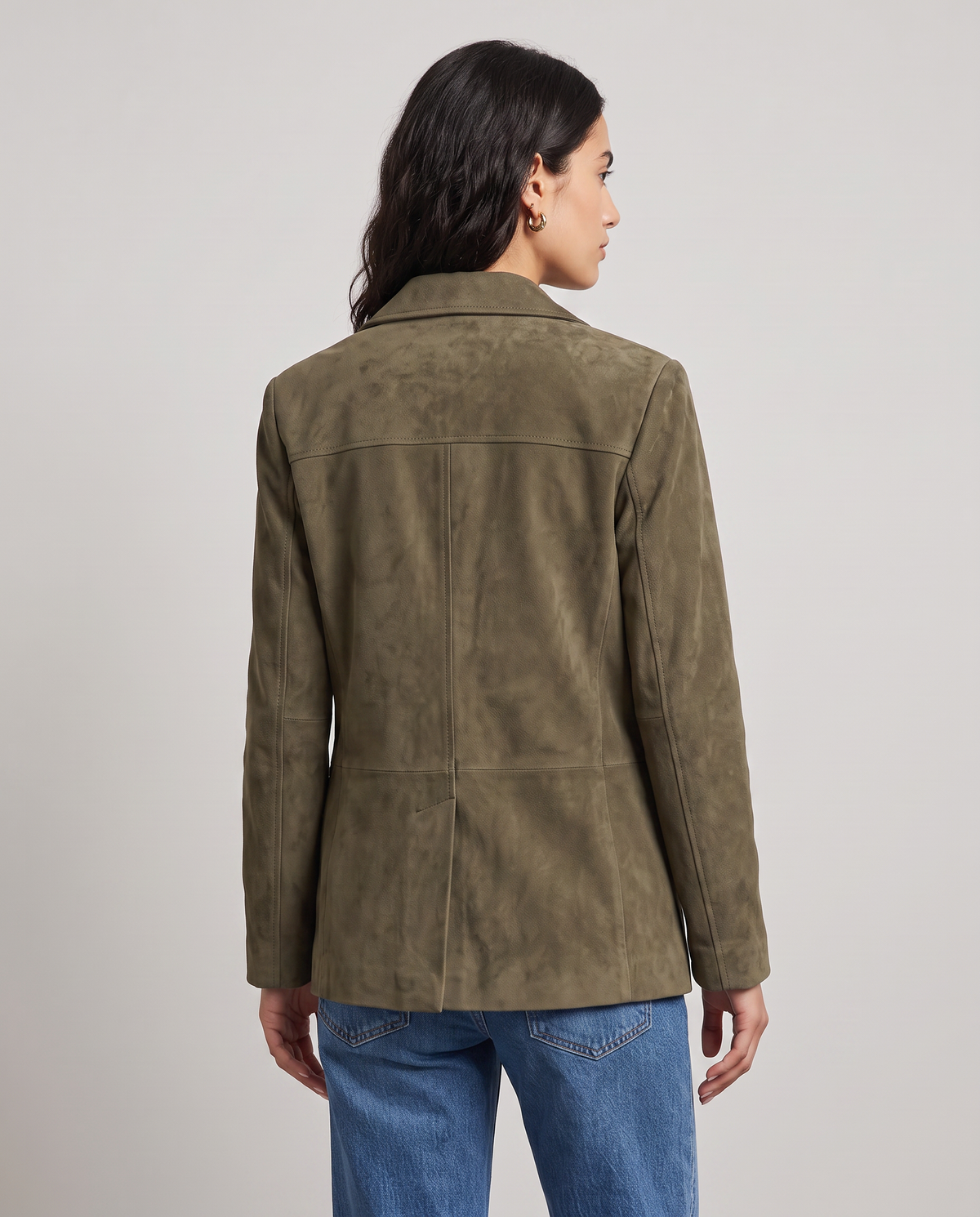 Blazer Efecto Ante con Hombro Caído