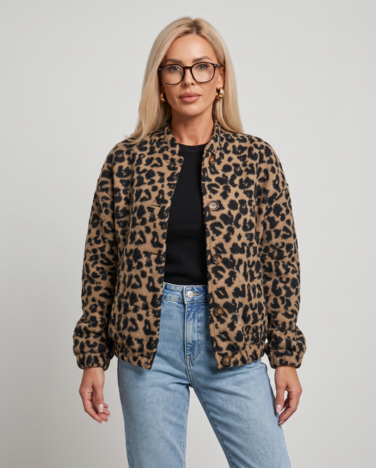Chaqueta Camisa con Estampado Animal