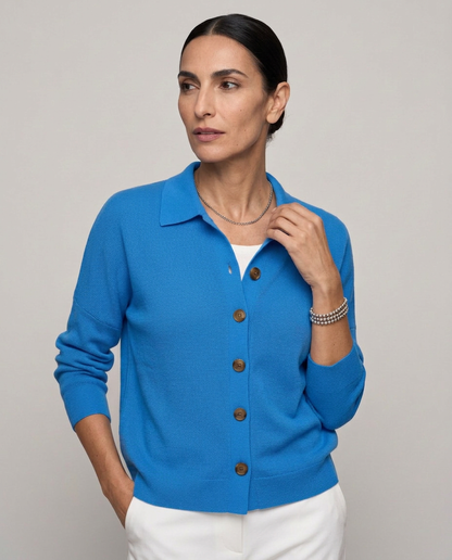 Cárdigan de punto con cuello de camisa