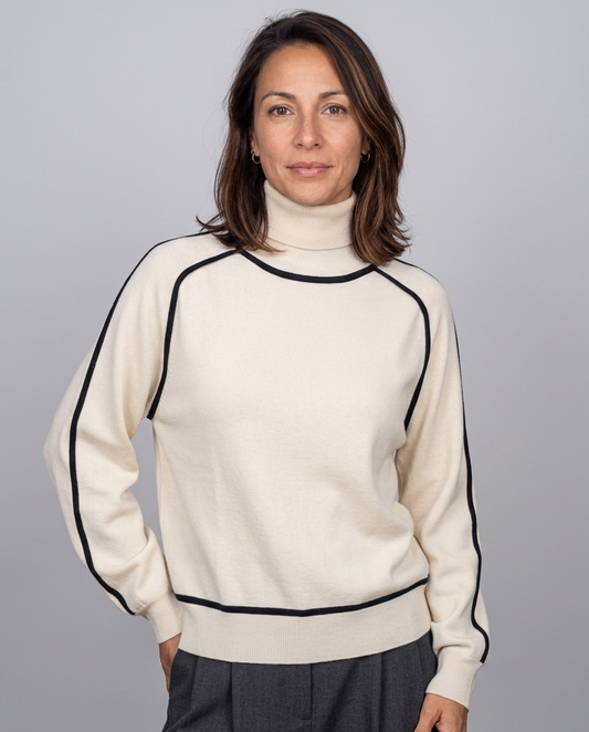Jersey de cuello alto con ribetes en contraste
