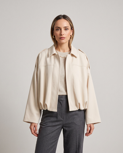 Chaqueta Oversize con Manga Murciélago Efecto Gamuza