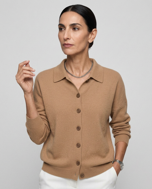 Cárdigan de punto con cuello de camisa