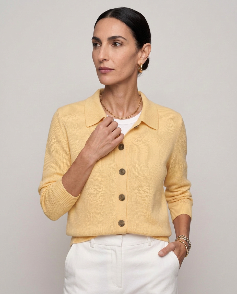 Cárdigan de punto con cuello de camisa