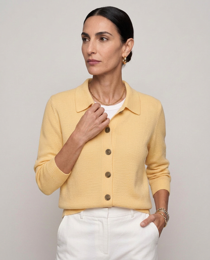 Cárdigan de punto con cuello de camisa