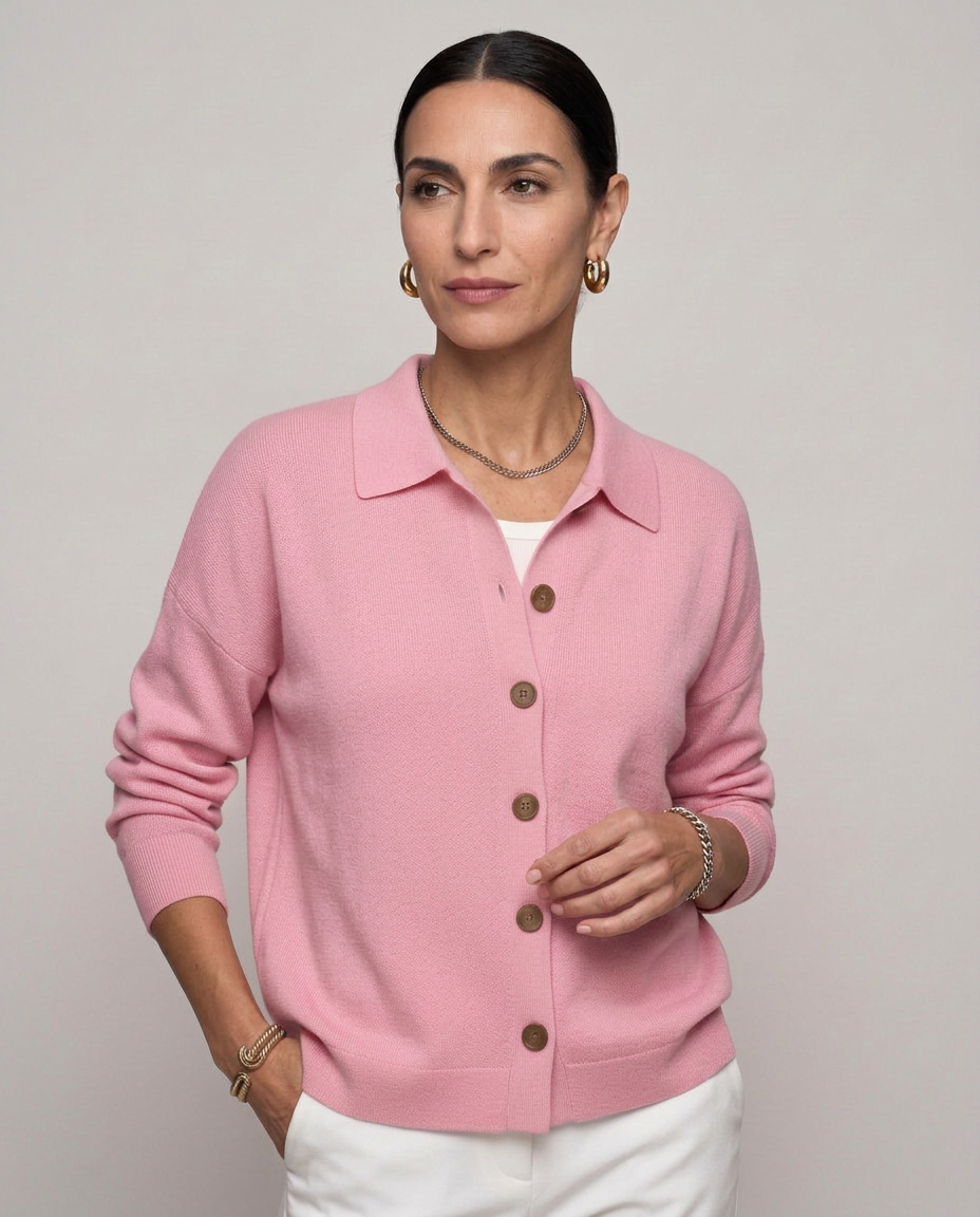 Cárdigan de punto con cuello de camisa