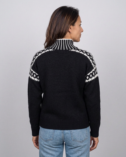Jersey de cuello alto con motivo jacquard en los hombros