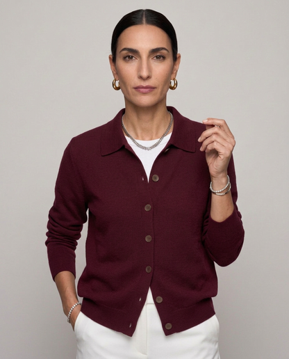 Cárdigan de punto con cuello de camisa