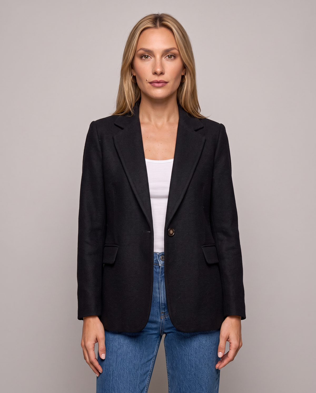 Blazer de una sola hilera efecto lana