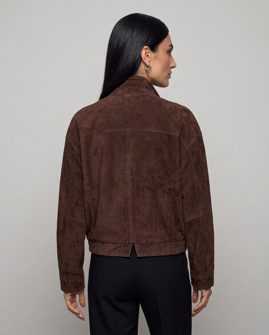 Cazadora bomber corta efecto ante