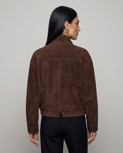 Cazadora bomber corta efecto ante