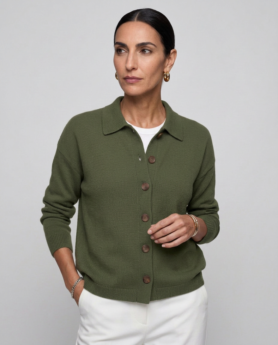 Cárdigan de punto con cuello de camisa