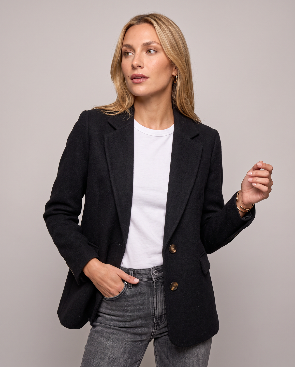 Blazer de una sola hilera efecto lana