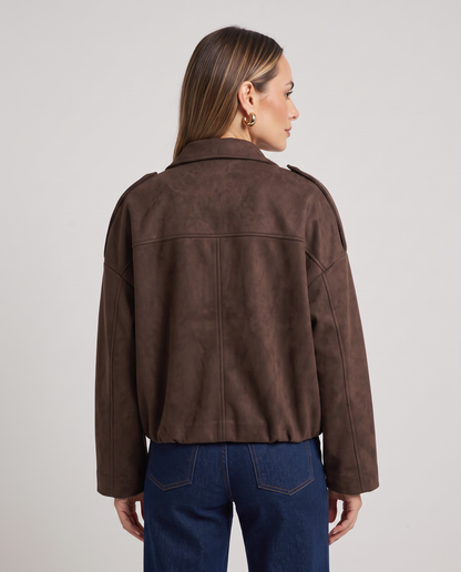 Chaqueta Oversize con Manga Murciélago Efecto Gamuza