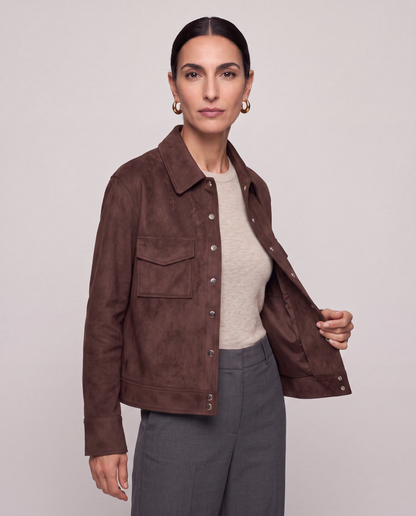 Chaqueta Camisa Efecto Ante - Verde Militar