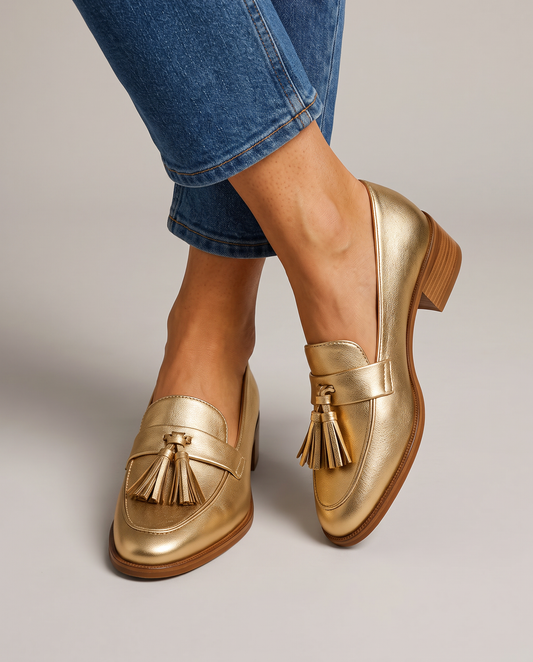 Mocasín Dorotea — Oro con Borlas