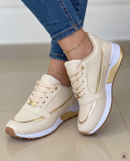 Zapatillas cómodas con perfil metalizado