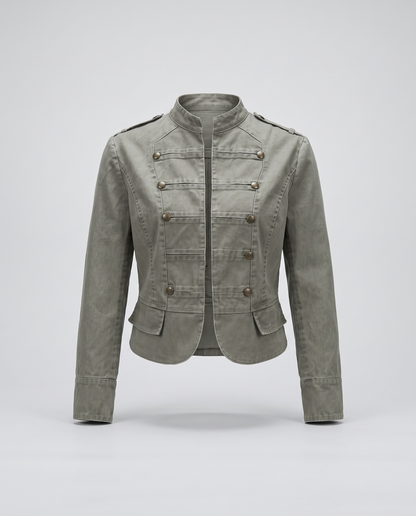 Chaqueta corta lavada con doble botonadura