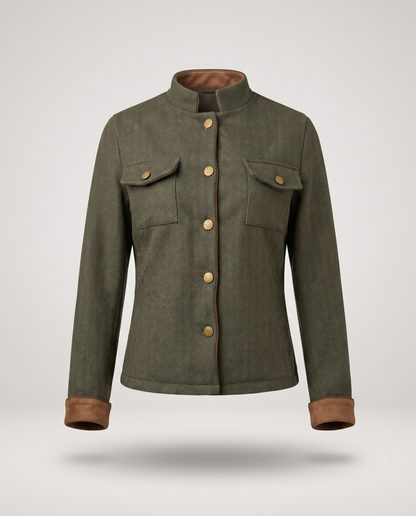 Chaqueta corta espigada estilo militar - Verde militar