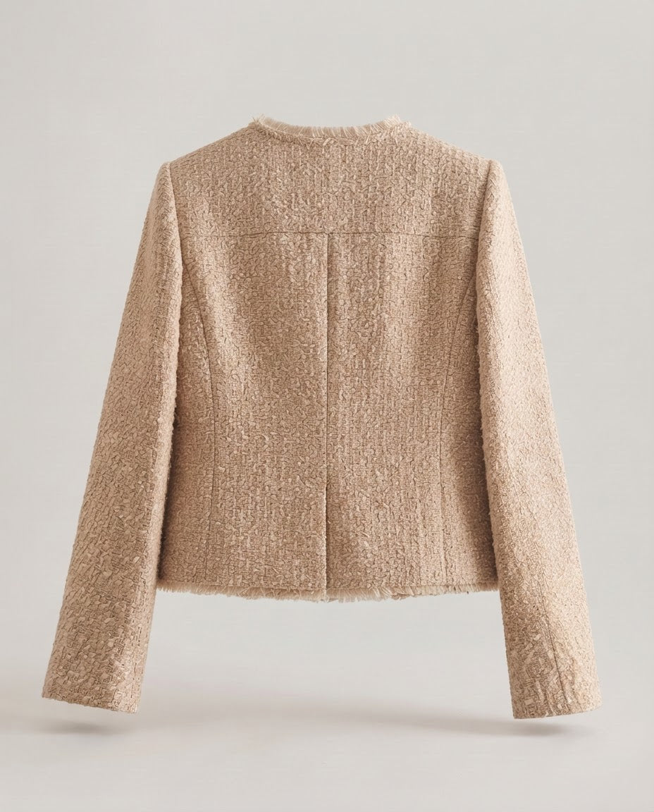 Chaqueta Corta de Bouclé con Botones Joya