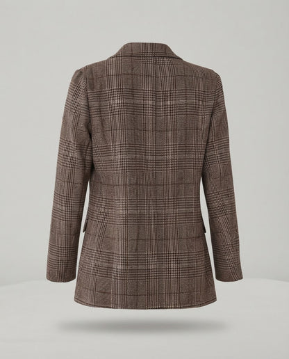 Blazer largo de cuadros Príncipe de Gales - Marrón