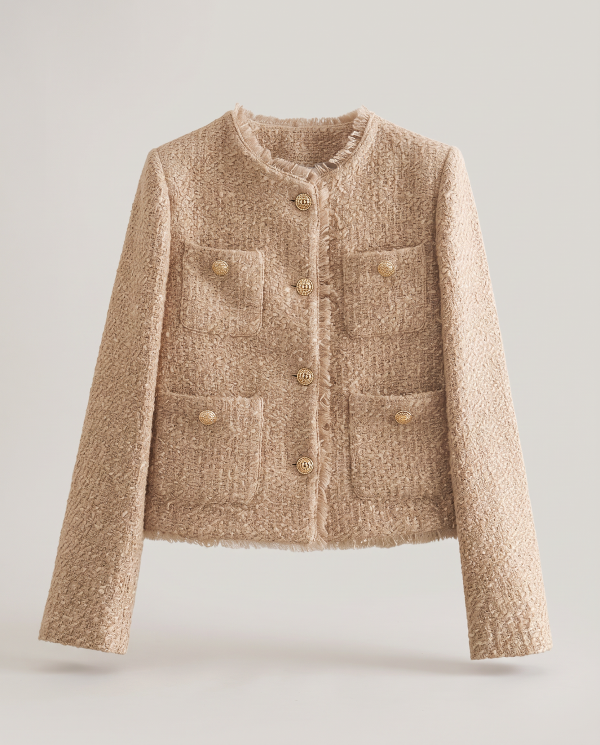 Chaqueta Corta de Bouclé con Botones Joya