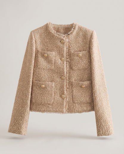 Chaqueta Corta de Bouclé con Botones Joya