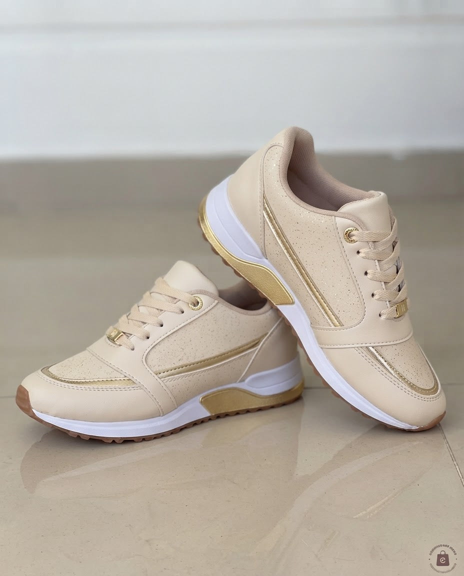 Zapatillas cómodas con perfil metalizado