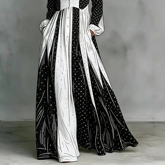 Serafina Vestido Maxi Bicolor de Lunares