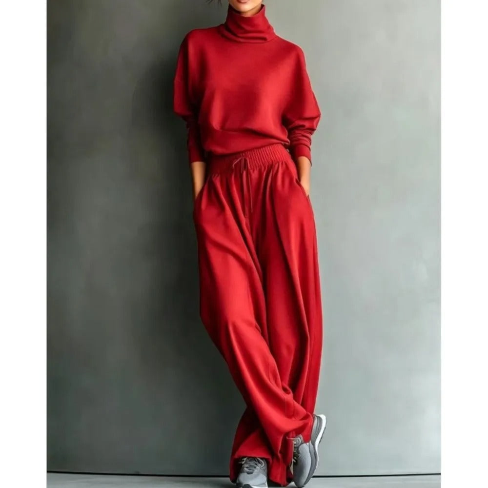 Cornelia Conjunto De Cuello Alto Y Pantalón Holgado