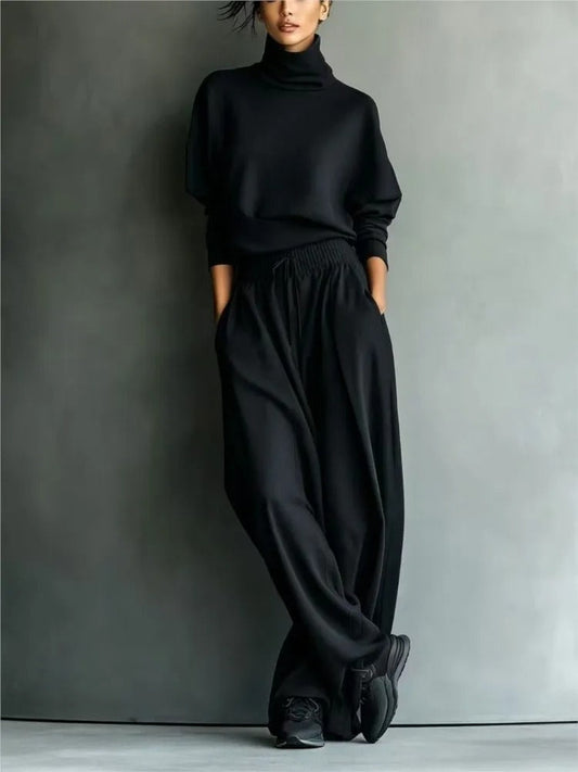 Cornelia Conjunto De Cuello Alto Y Pantalón Holgado