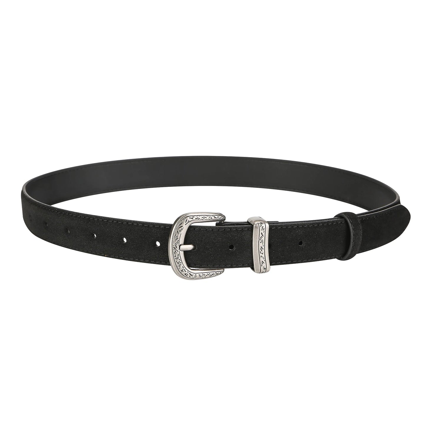 🎁 Cinturón con hebilla plateada de piel auténtica (100% off)