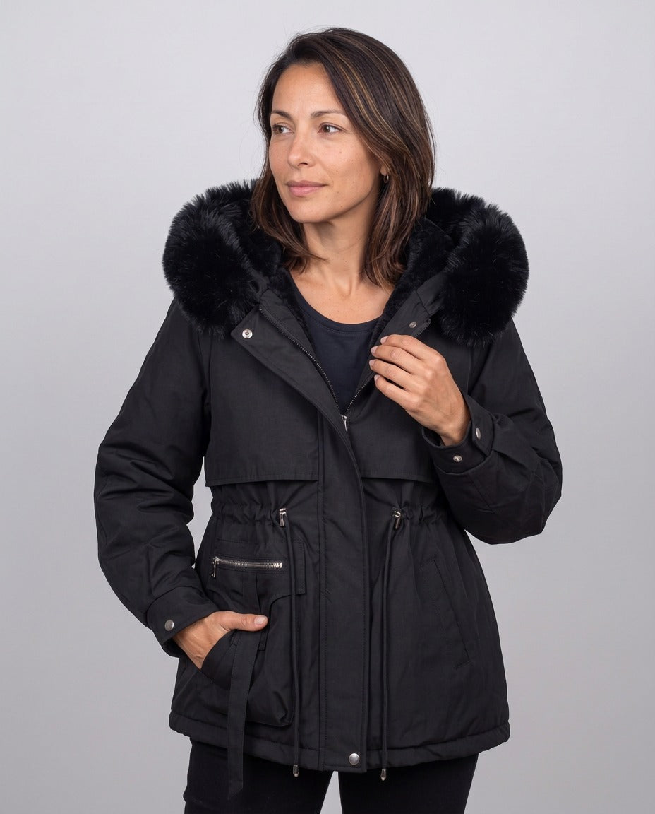 Parka Cervinia — Capucha de Pelo Sintético y Cordón en la Cintura