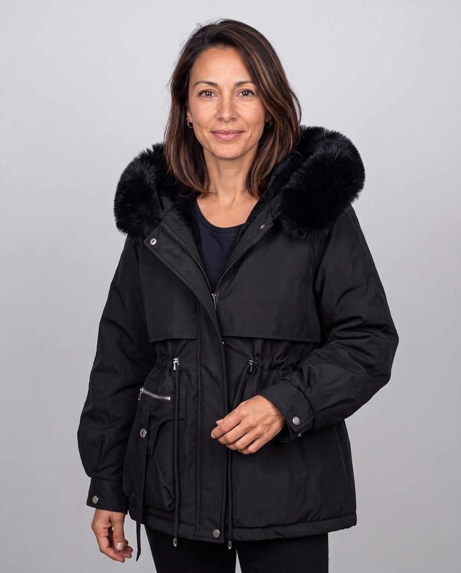 Parka Cervinia — Capucha de Pelo Sintético y Cordón en la Cintura