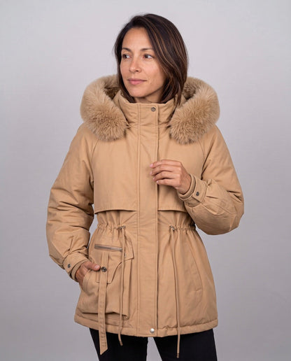 Parka Cervinia — Capucha de Pelo Sintético y Cordón en la Cintura