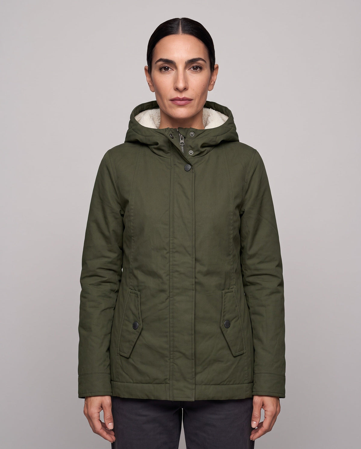 Parka Livigno — Acolchada con Interior de Sherpa y Capucha