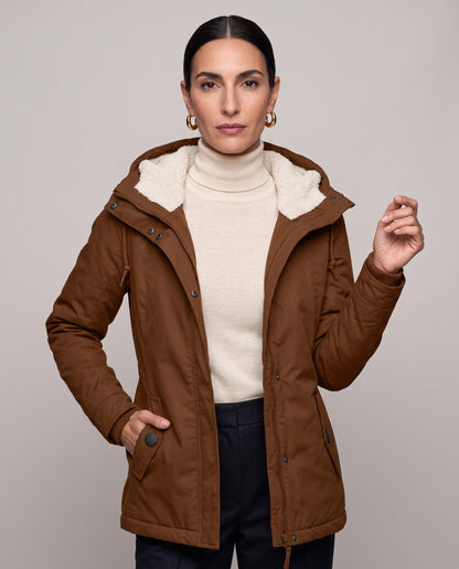 Parka Livigno — Acolchada con Interior de Sherpa y Capucha