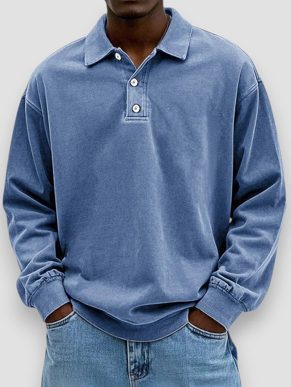 Ricardo™ Camisa polo de manga larga casual – Estilo sin esfuerzo y comodidad diaria